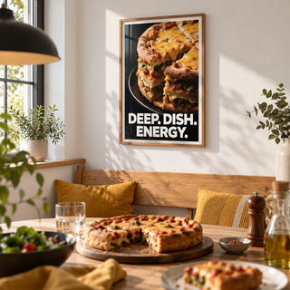 Foodie Gift Idea, framed on the wall of a bright kitchen-diner with a white wall