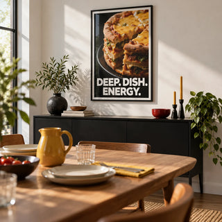 Foodie Gift Idea, framed on the wall of a casual dining room with a white wall