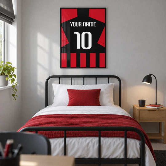 Maglia da calcio personalizzata - a righe nere e rosse