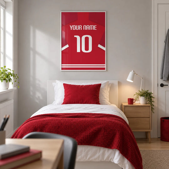 Maglia da calcio personalizzata – rossa con grande numero 10 bianco
