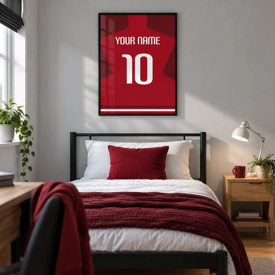 Maglia da calcio personalizzata - Rossa con maniche rosso scuro