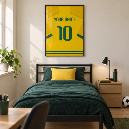 Individuelles Fußballtrikot – gelb mit grüner Nummer