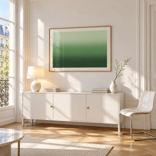 Forest Green Wall Art, framed on the wall of a bright Paris style apartment in a living room