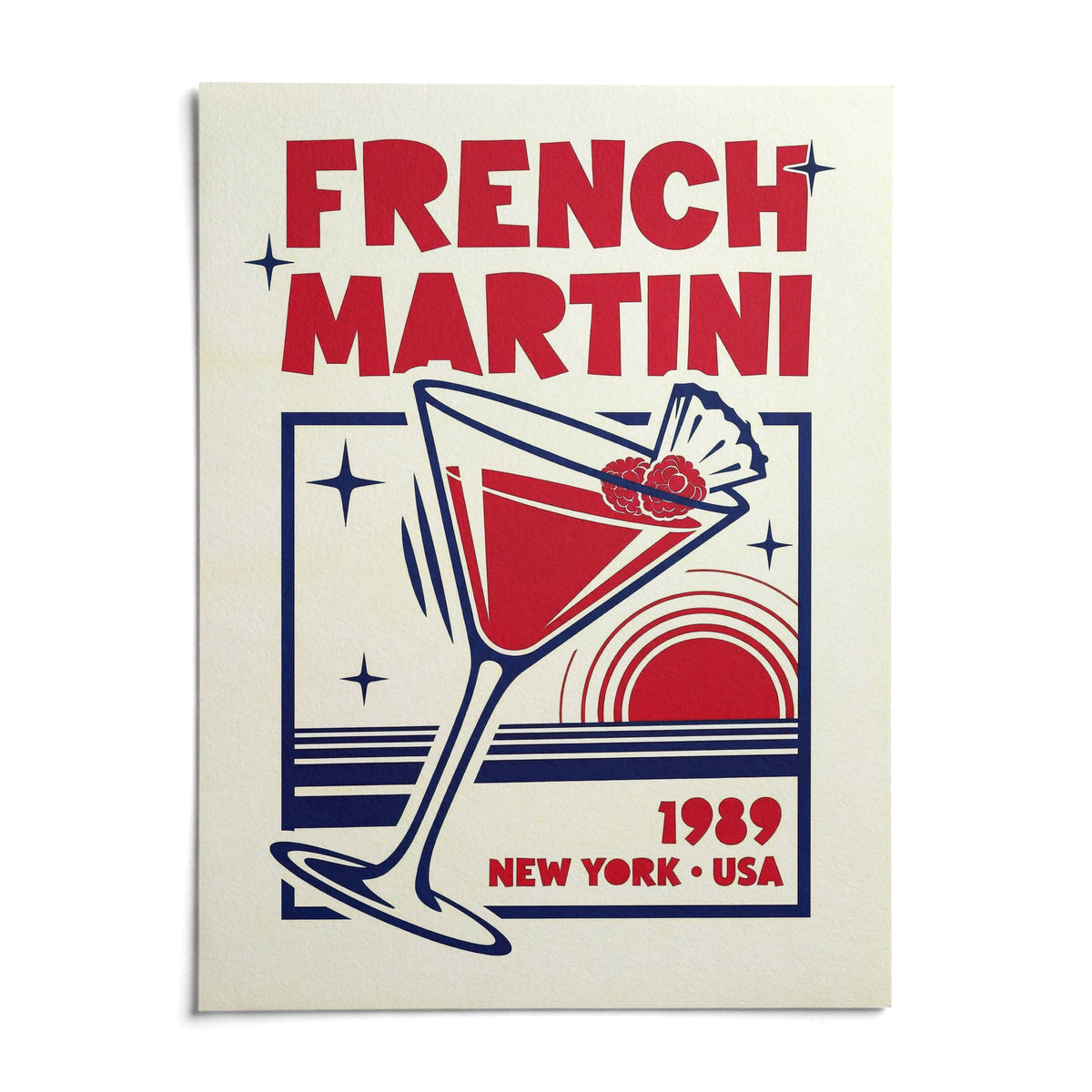 French Martini Poster, shown as an unframed paper print on a plain white background