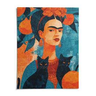 Frida Kahlo Cat, shown as an unframed paper print on a plain white background