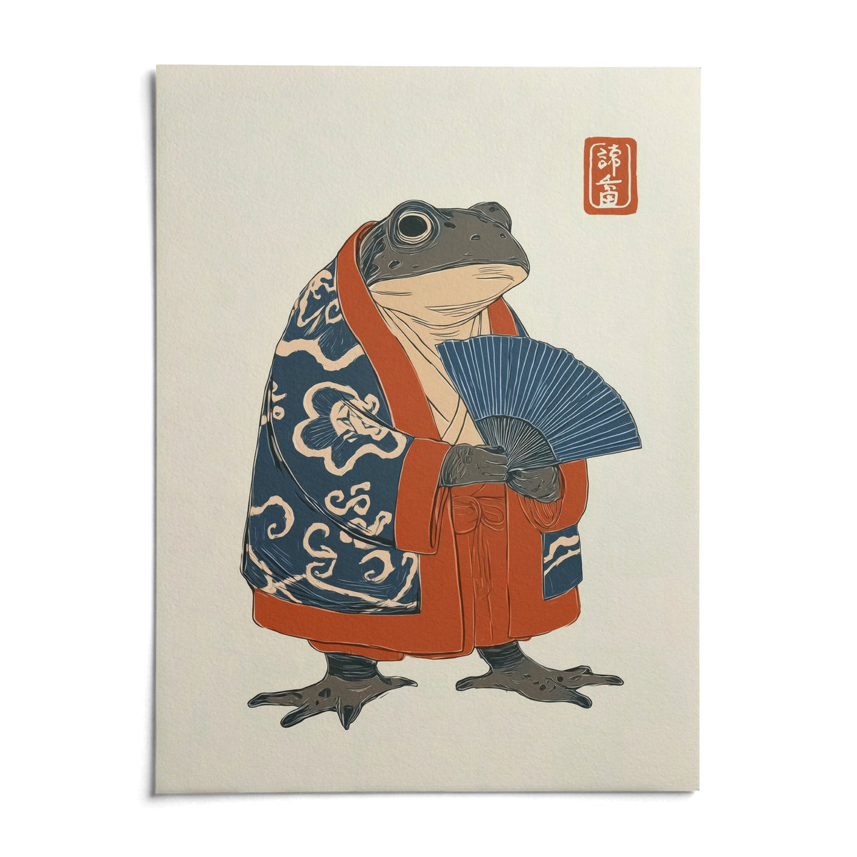 Frog In Kimono Print, shown as an unframed paper print on a plain white background