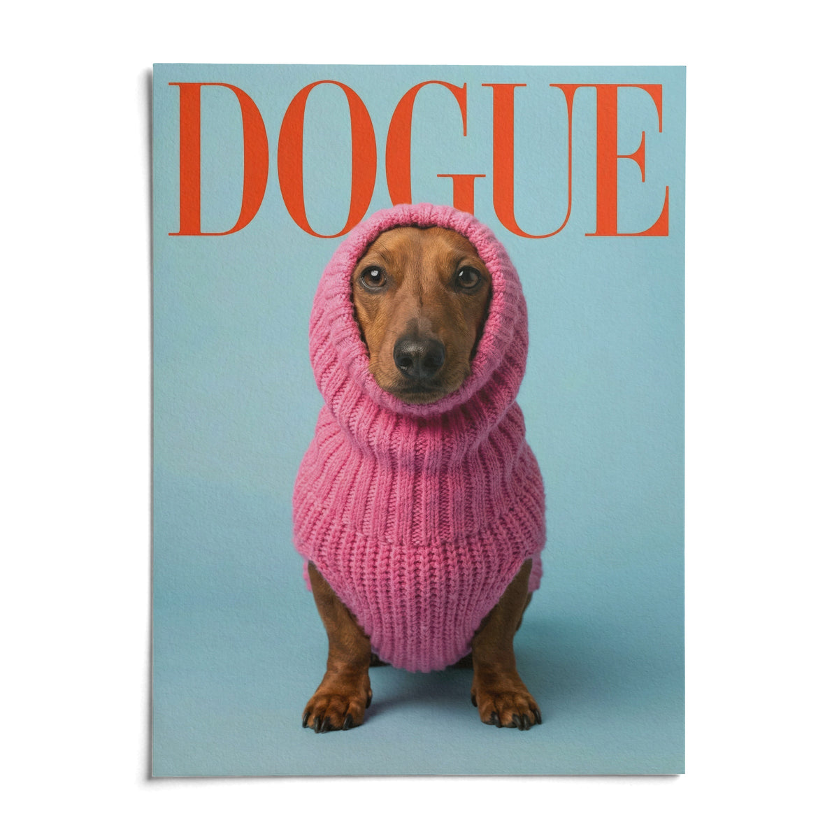 Funny Daschund Print, shown as an unframed paper print on a plain white background