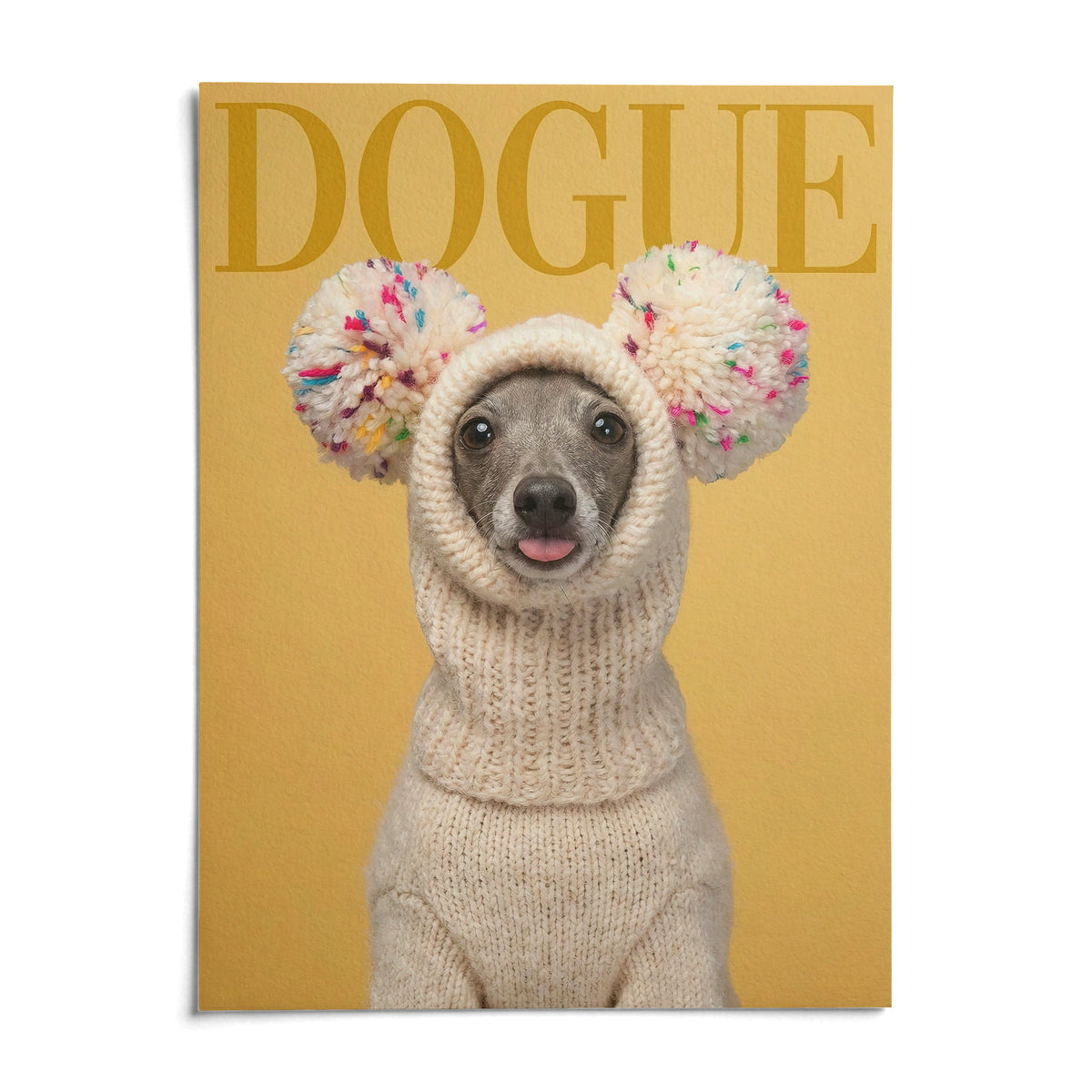 Funny Dog Wall Art, shown as an unframed paper print on a plain white background