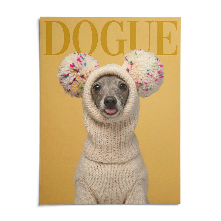 Funny Dog Wall Art, shown as an unframed paper print on a plain white background