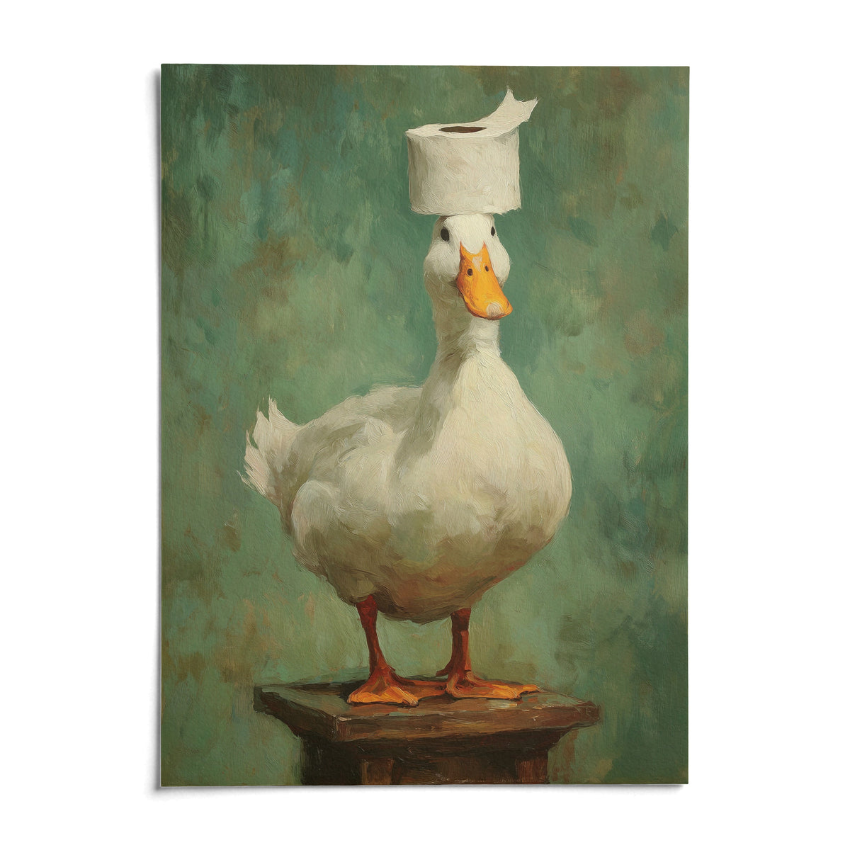 Funny Duck Wall Art, shown as an unframed paper print on a plain white background