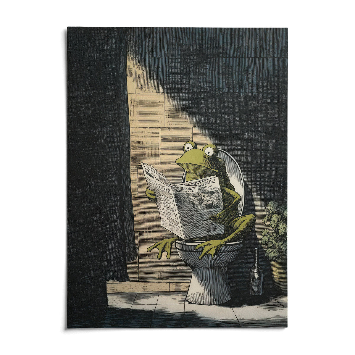 Funny Frog Art Print, shown as an unframed paper print on a plain white background