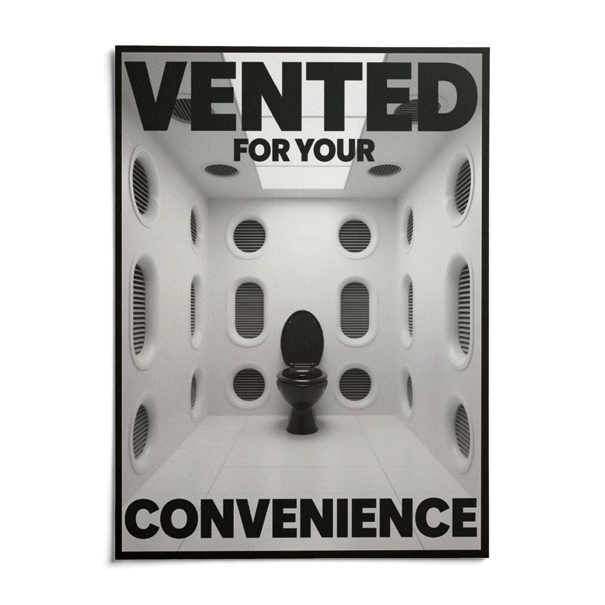 Funny Toilet Sign, shown as an unframed paper print on a plain white background
