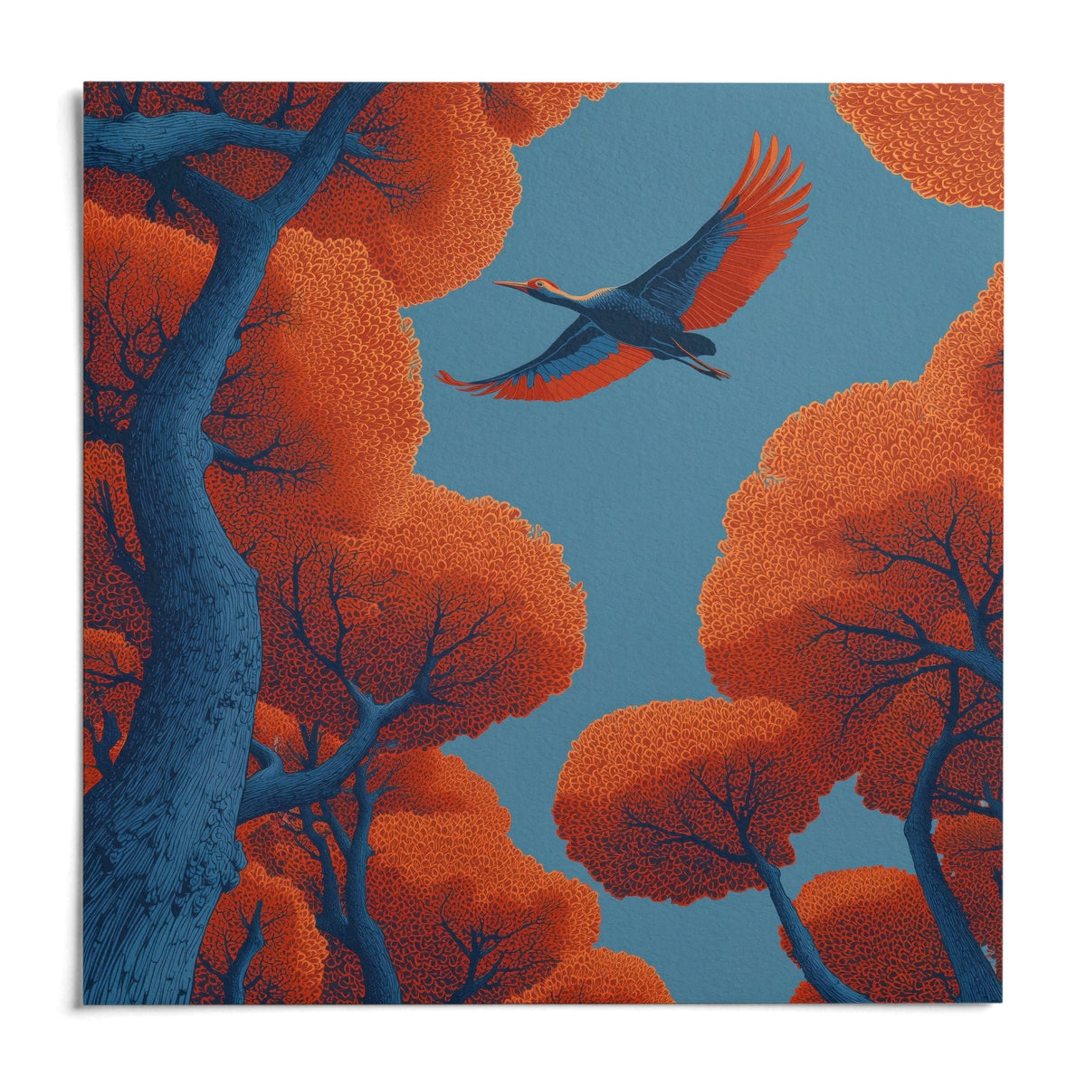 Fyling Bird Wall Decor, shown as an unframed paper print on a plain white background