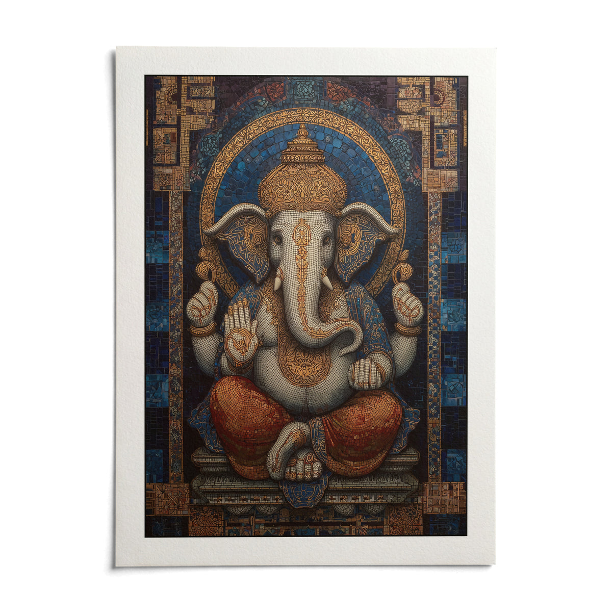 Ganesha Wall Art, shown as an unframed paper print on a plain white background