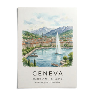 Geneva Landscape Art Print, shown as an unframed paper print on a plain white background