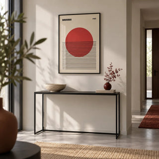 Geometric Art Print, framed on the wall of a modern hallway