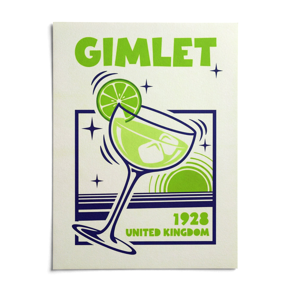 Gimlet Cocktail Poster, shown as an unframed paper print on a plain white background