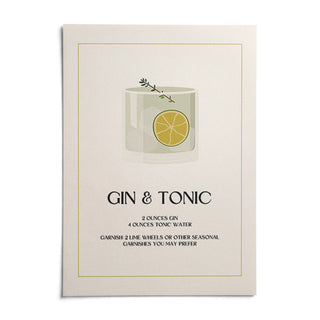 Gin and Tonic Wall Art, shown as an unframed paper print on a plain white background