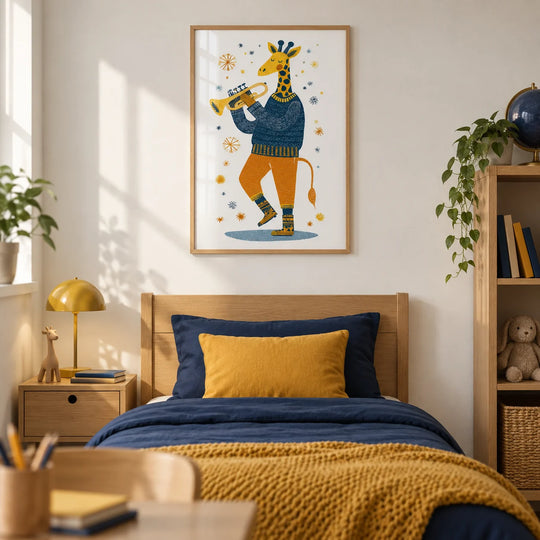 Giraffe Musik Kunstdruck