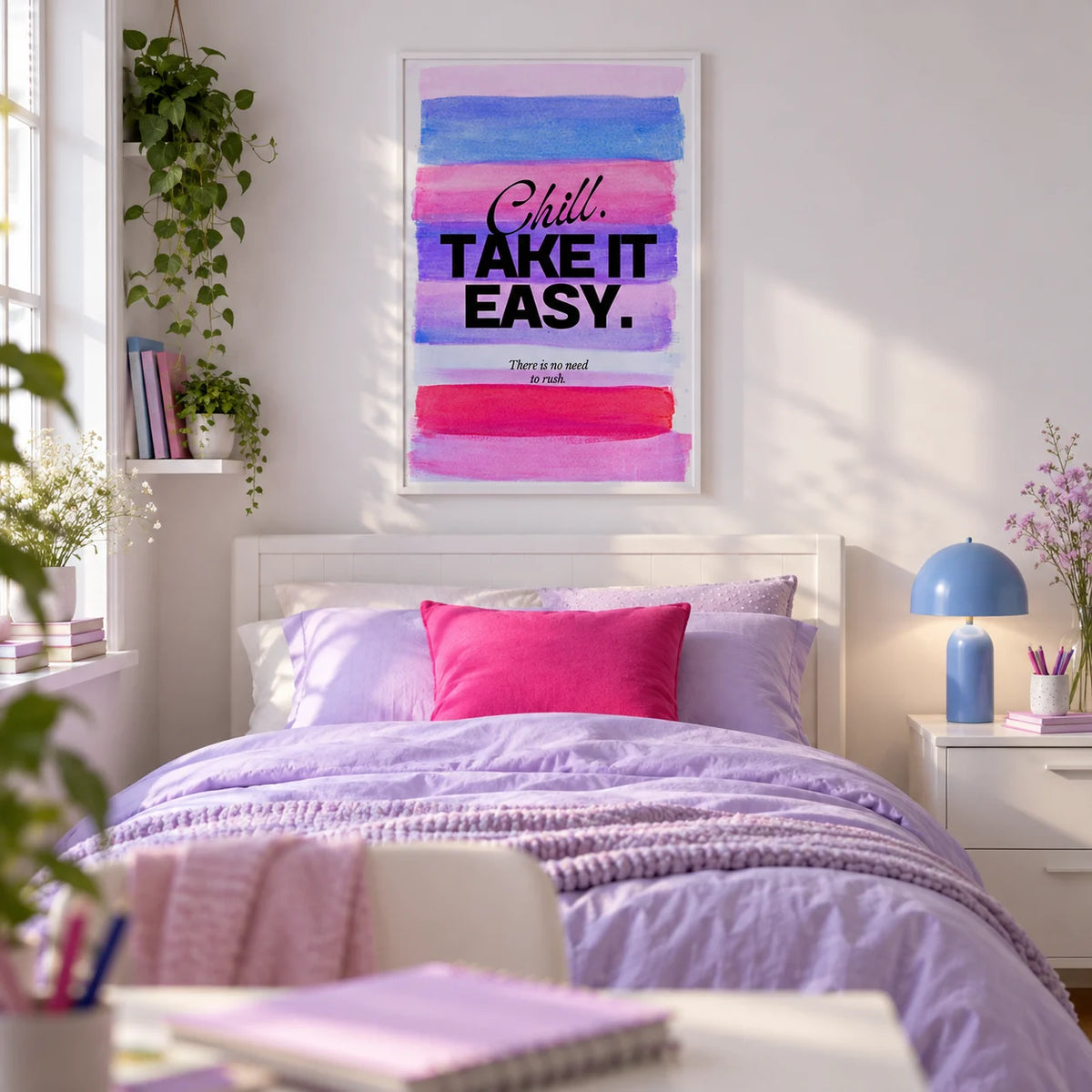 Girl Quotes Poster, framed on the wall of a calm single bedroom for a teenage girl (13-17)