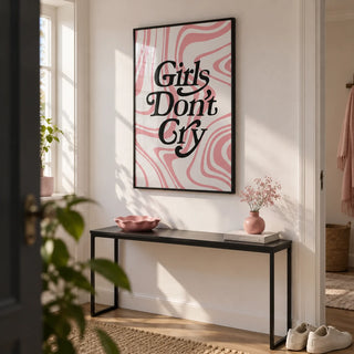 Girls Room Wall Art, framed on the wall of a first-flat hallway with a white wall