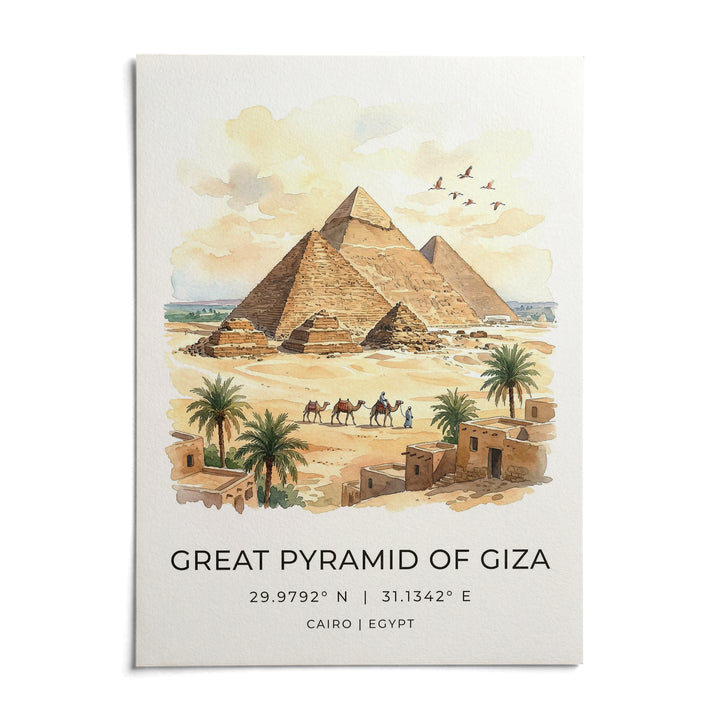 Giza Pyramid Wall Art, shown as an unframed paper print on a plain white background