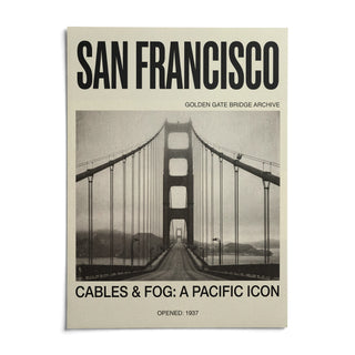 Golden Gate Bridge Art Print, shown as an unframed paper print on a plain white background