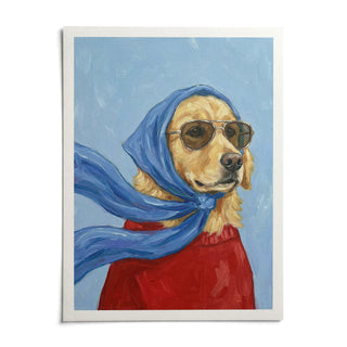 Golden Retriever Art, shown as an unframed paper print on a plain white background