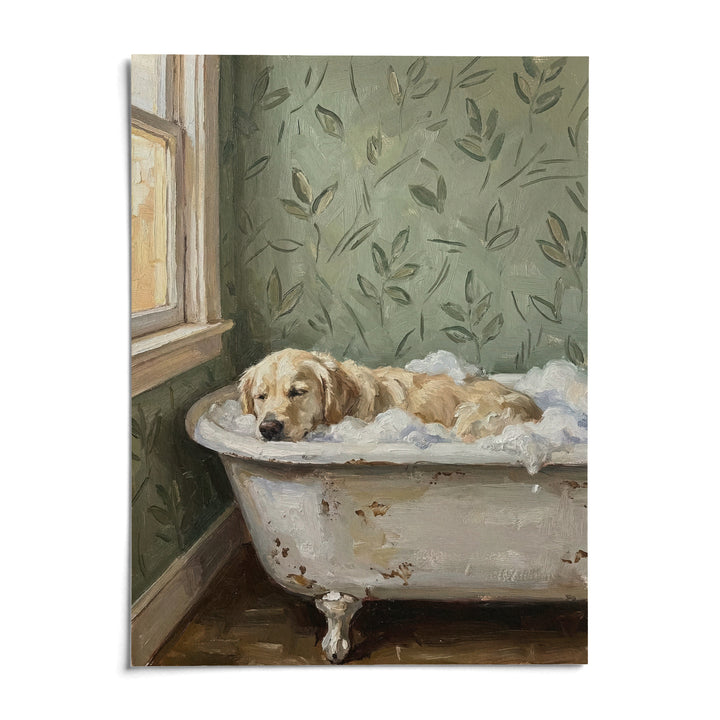 Golden Retriever Wall Art, shown as an unframed paper print on a plain white background
