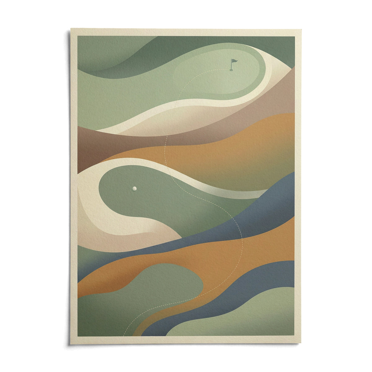 Golf Abstract Art Print, shown as an unframed paper print on a plain white background
