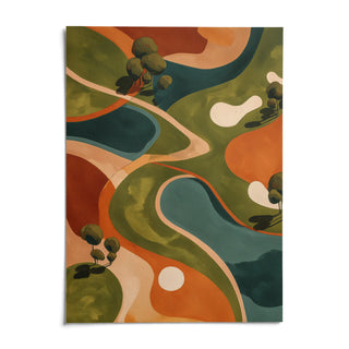 Golf Abstract Wall Art, shown as an unframed paper print on a plain white background