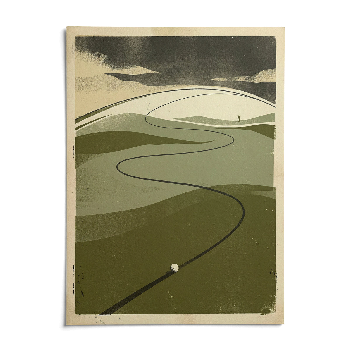 Golf Course Art Print, shown as an unframed paper print on a plain white background