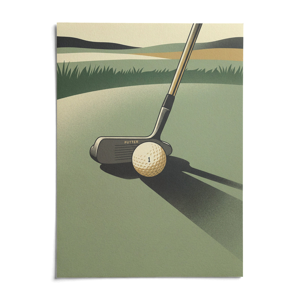 Golf Putter Art Print, shown as an unframed paper print on a plain white background