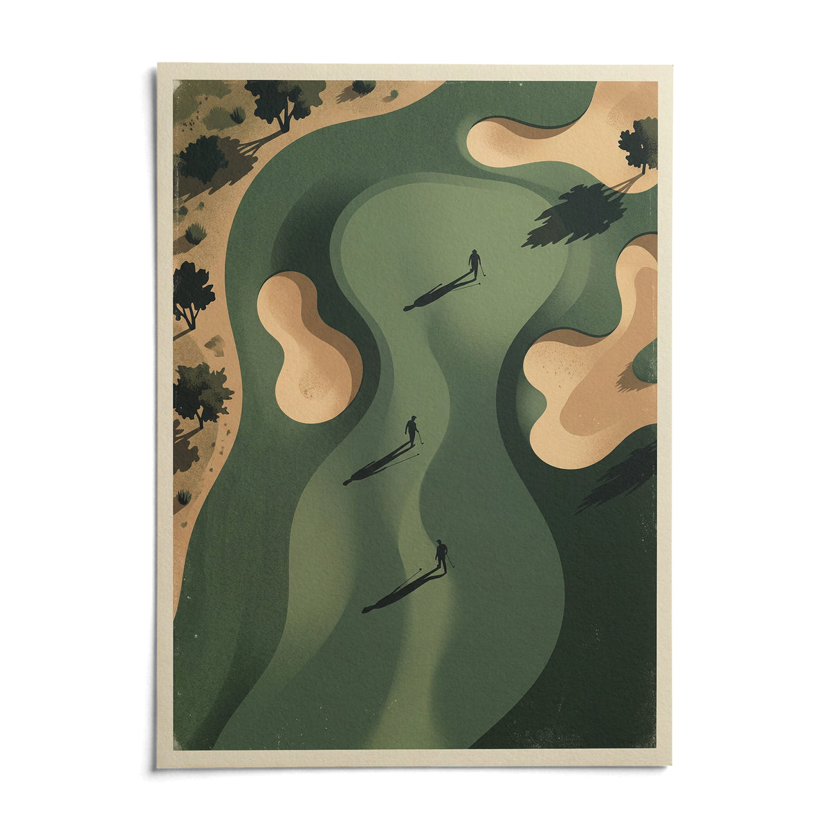 Golf Silhouette Wall Art, shown as an unframed paper print on a plain white background