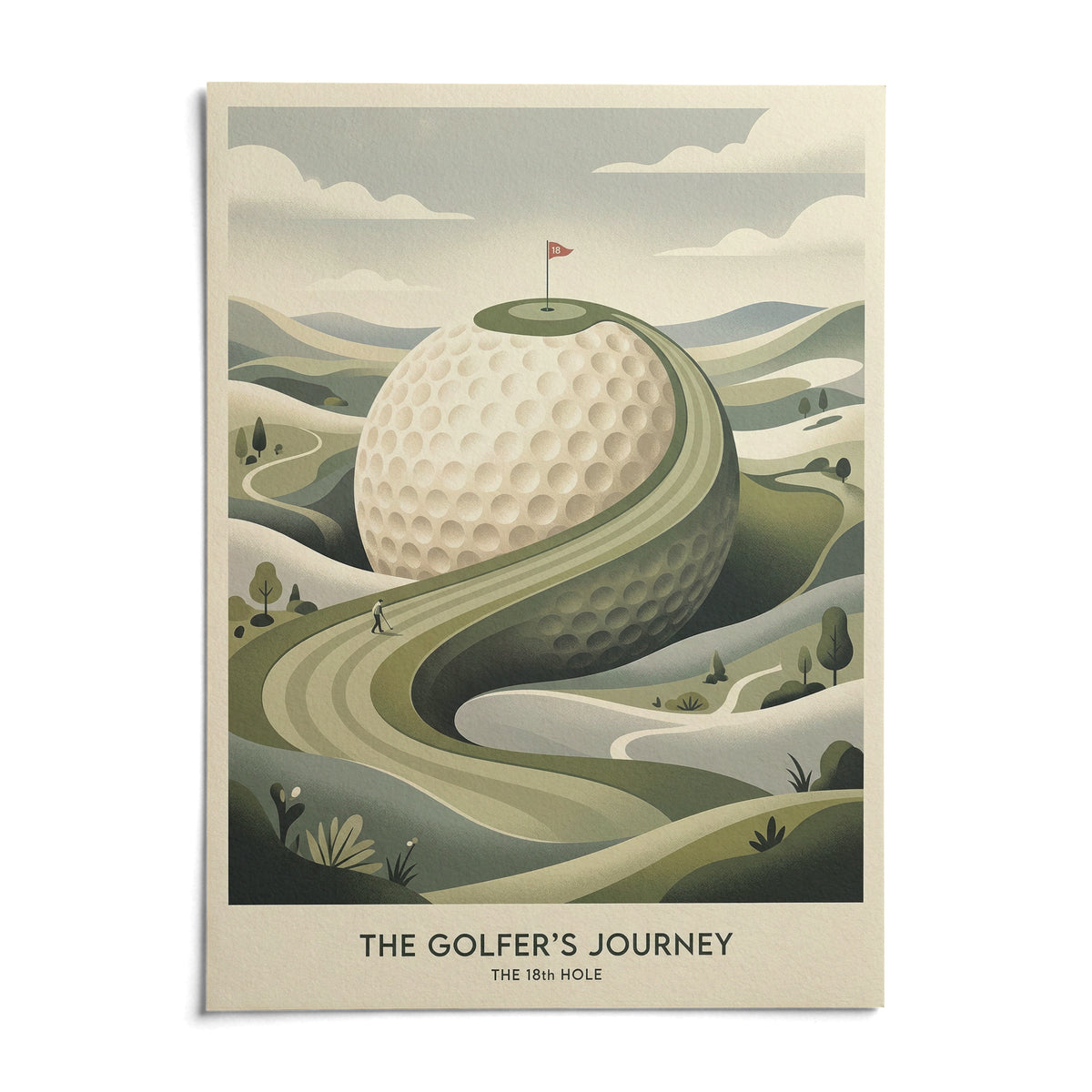 Golfing Landscape Poster, shown as an unframed paper print on a plain white background