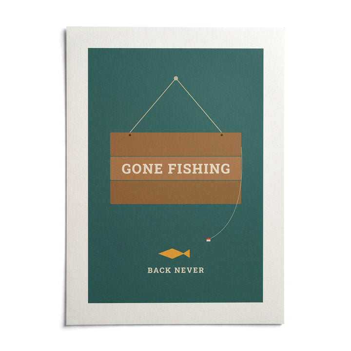 Gone Fishing Poster, shown as an unframed paper print on a plain white background