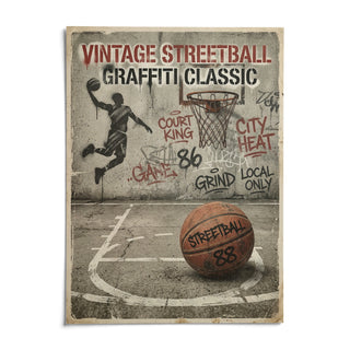 Graffiti Basketball Poster, shown as an unframed paper print on a plain white background