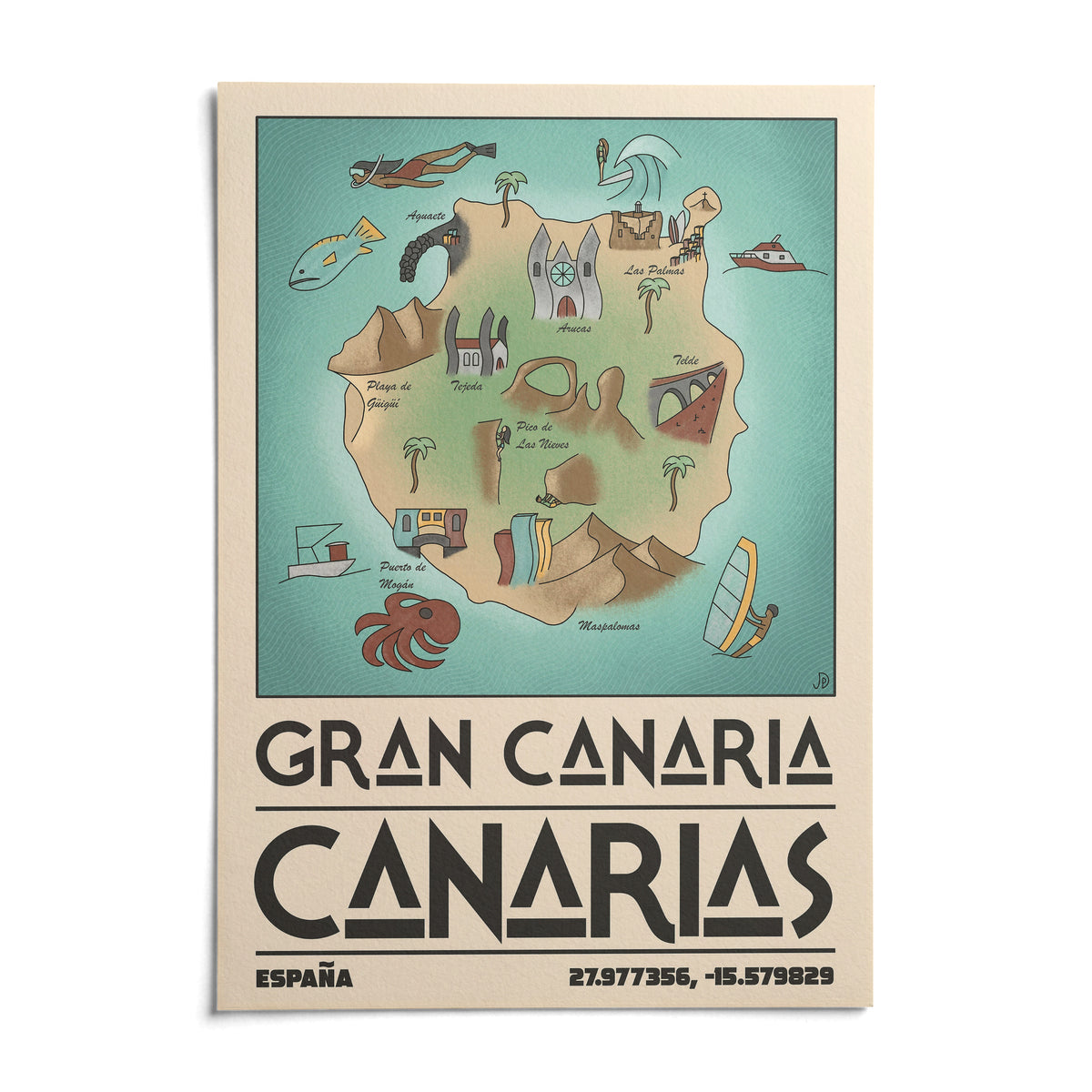 Gran Canaria Art Print, shown as an unframed paper print on a plain white background