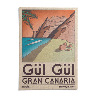 Gran Canaria Beach Art Print, shown as an unframed paper print on a plain white background