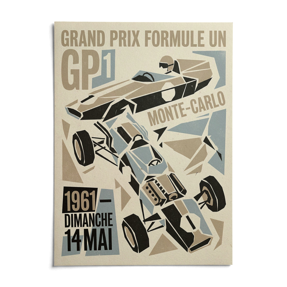 Grand Prix Typography Art Print, shown as an unframed paper print on a plain white background