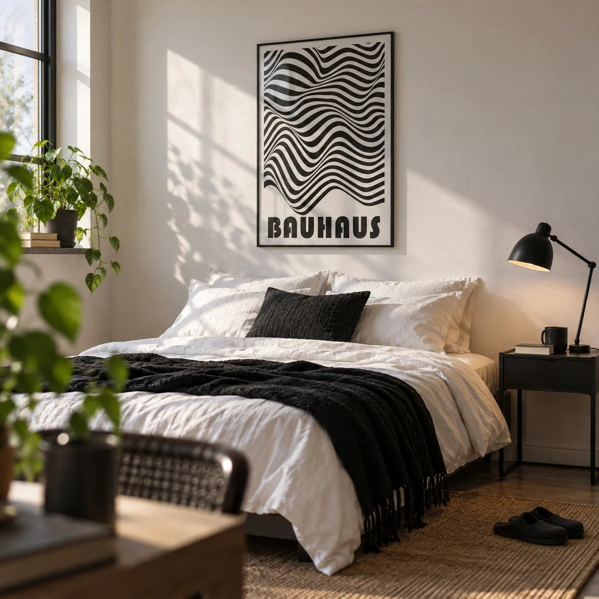 Graphic Art Print, framed on the wall of a young adult's bedroom (20-28)