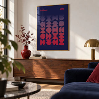 Graphic Design Poster, framed on the wall of a design-led living room
