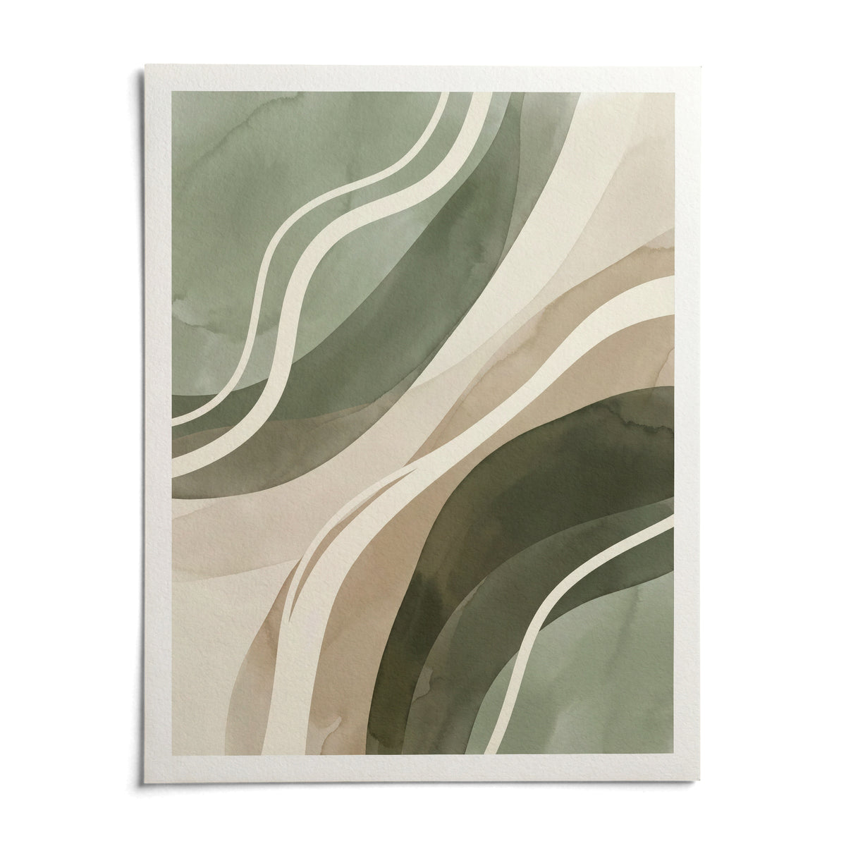 Green Abstract Print, shown as an unframed paper print on a plain white background