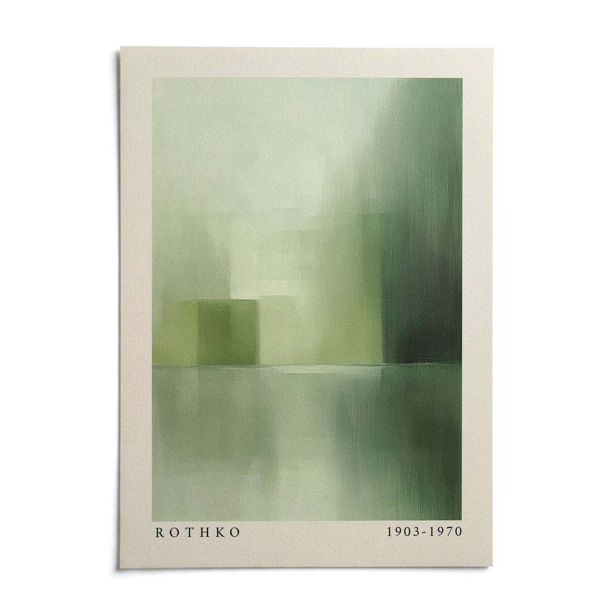 Green Abstract Wall Art, shown as an unframed paper print on a plain white background