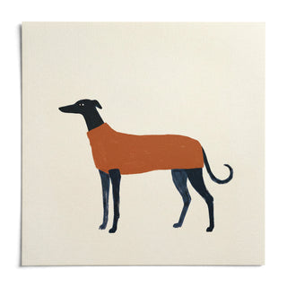 Greyhound Art Print, shown as an unframed paper print on a plain white background