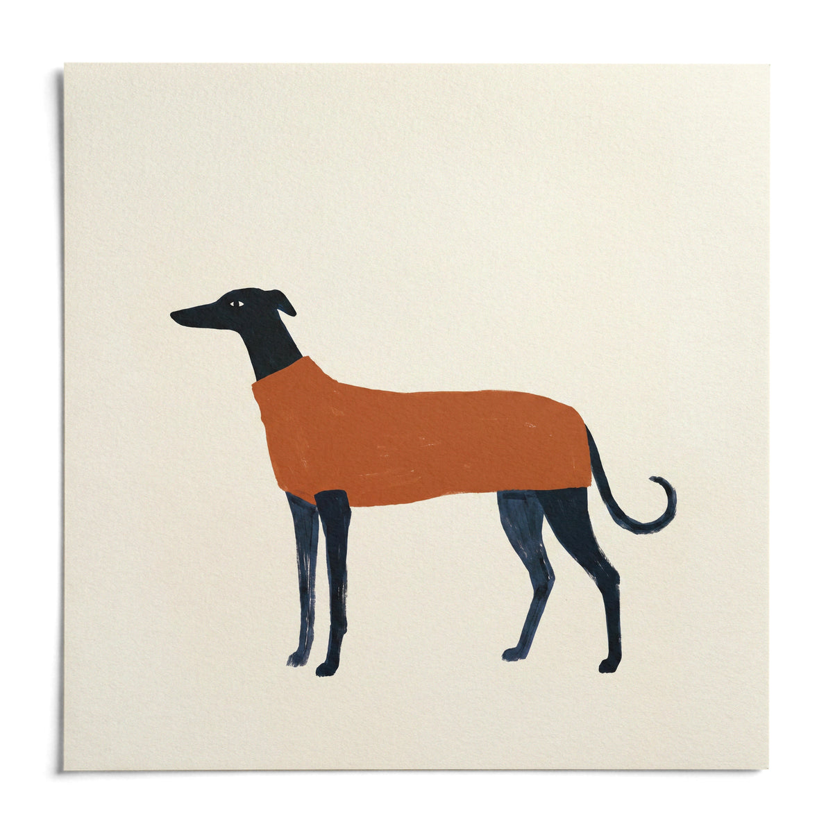 Greyhound Art Print, shown as an unframed paper print on a plain white background