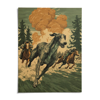 Greyhound Racing Wall Art, shown as an unframed paper print on a plain white background