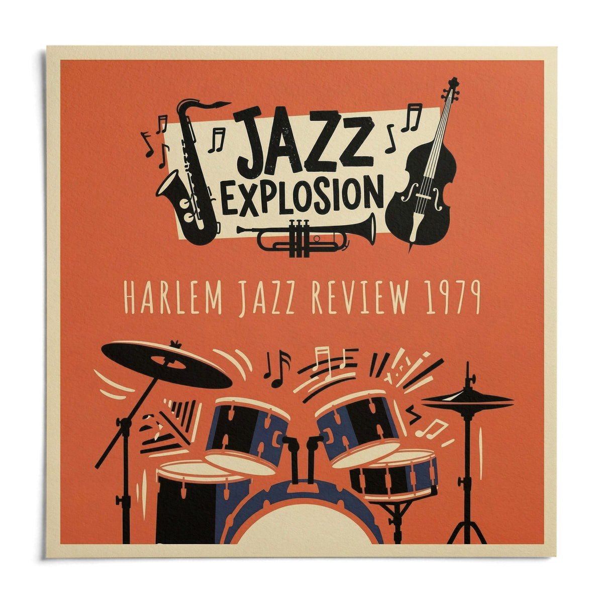 Harlem Jazz Art, shown as an unframed paper print on a plain white background