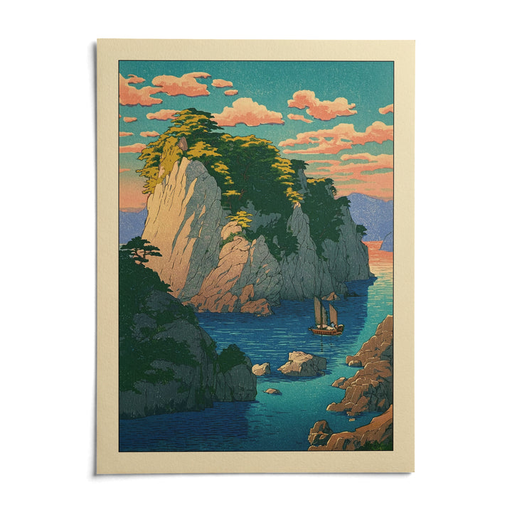Hasui Kawase Coastal Print, shown as an unframed paper print on a plain white background