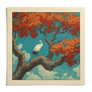 Hasui Kawase Crane Print, shown as an unframed paper print on a plain white background